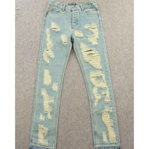 Vale Lives Jeans Womens 30 Blue Distressed Slim Straight Mid Rise Streetwear